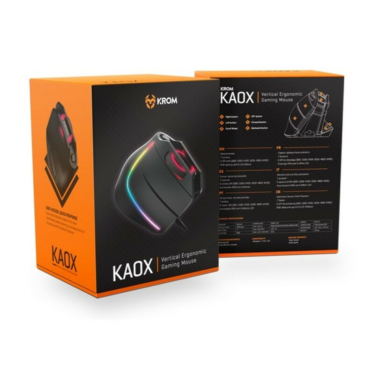 Mouse Gaming con LED Krom Kaox 6400 dpi RGB
