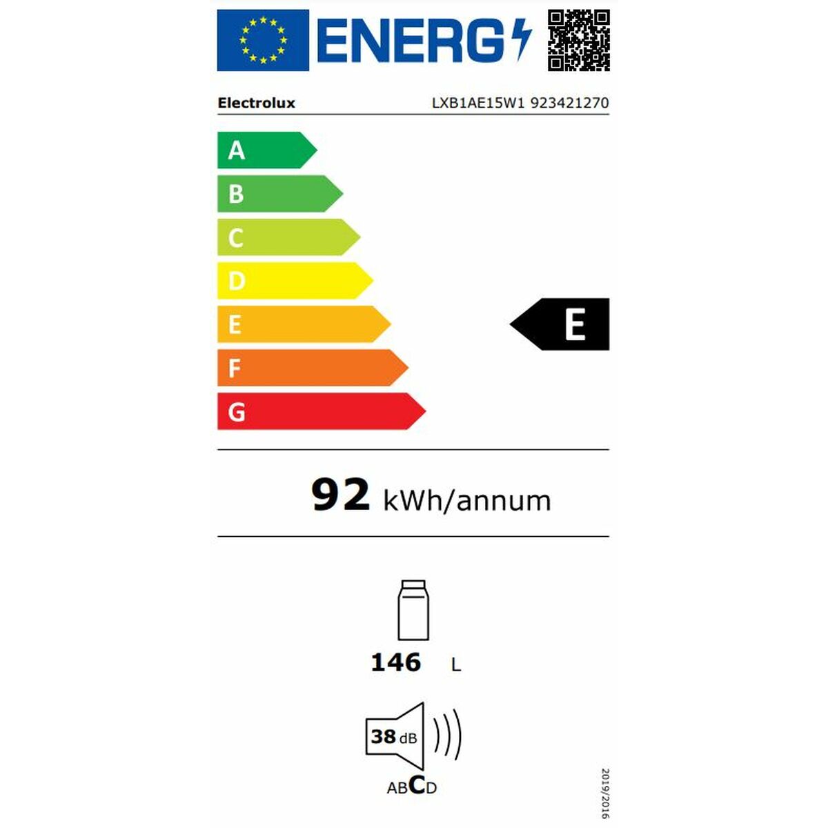 Frigorifero Electrolux LXB1AE15W1 Bianco