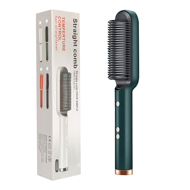 Nuova piastra per capelli 2 in 1, pettine caldo, arricciacapelli a ioni negativi, spazzola per capelli elettrica a doppio scopo