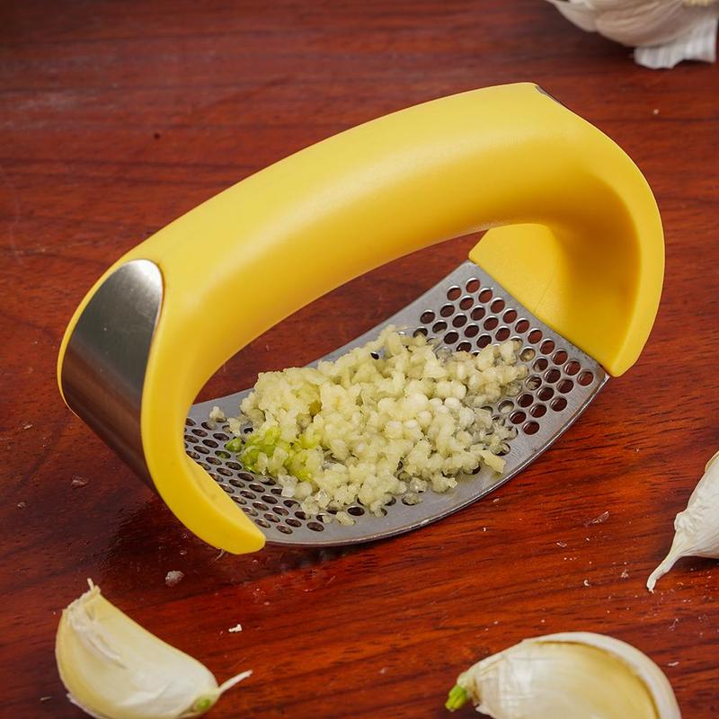 Schiaccia aglio in acciaio inossidabile Pressa per aglio Manuale per uso domestico Curva Utensili per frutta e verdura Gadget da cucina