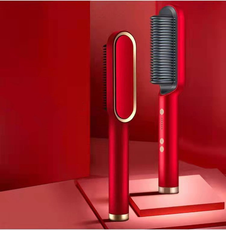 Nuova piastra per capelli 2 in 1, pettine caldo, arricciacapelli a ioni negativi, spazzola per capelli elettrica a doppio scopo