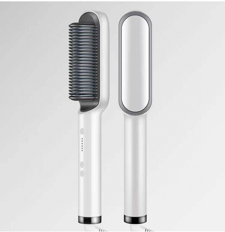 Nuova piastra per capelli 2 in 1, pettine caldo, arricciacapelli a ioni negativi, spazzola per capelli elettrica a doppio scopo