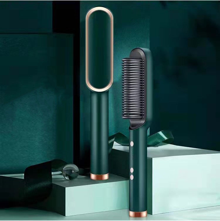 Nuova piastra per capelli 2 in 1, pettine caldo, arricciacapelli a ioni negativi, spazzola per capelli elettrica a doppio scopo