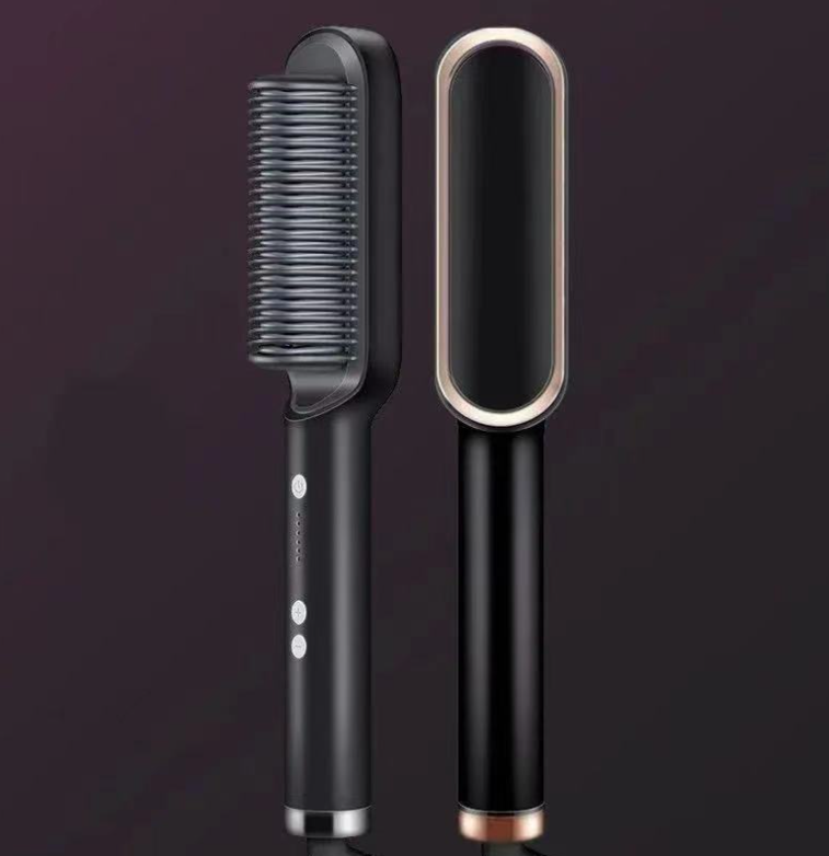 Nuova piastra per capelli 2 in 1, pettine caldo, arricciacapelli a ioni negativi, spazzola per capelli elettrica a doppio scopo