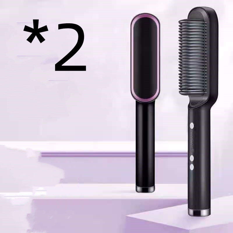 Nuova piastra per capelli 2 in 1, pettine caldo, arricciacapelli a ioni negativi, spazzola per capelli elettrica a doppio scopo