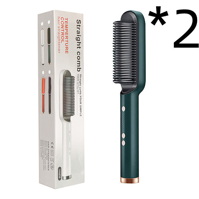 Nuova piastra per capelli 2 in 1, pettine caldo, arricciacapelli a ioni negativi, spazzola per capelli elettrica a doppio scopo