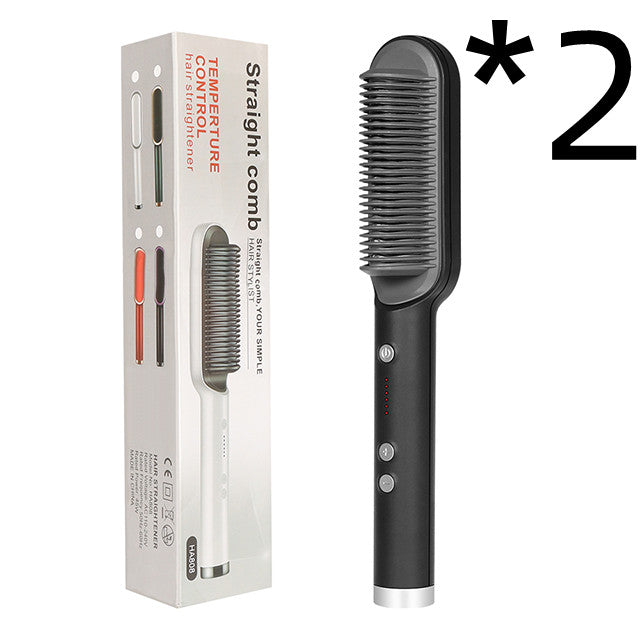 Nuova piastra per capelli 2 in 1, pettine caldo, arricciacapelli a ioni negativi, spazzola per capelli elettrica a doppio scopo