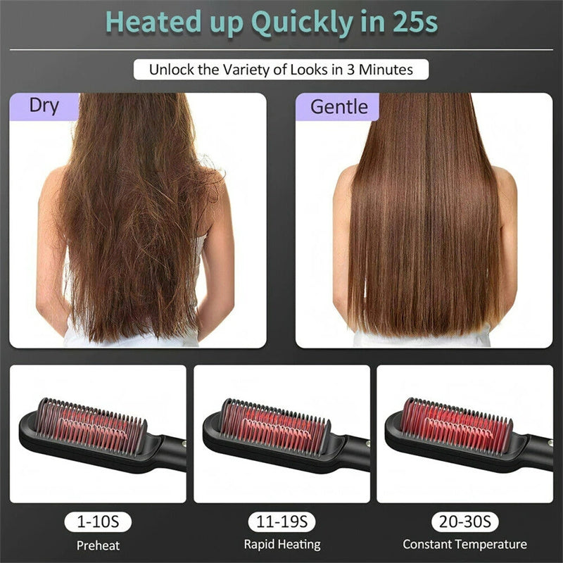 Nuova piastra per capelli 2 in 1, pettine caldo, arricciacapelli a ioni negativi, spazzola per capelli elettrica a doppio scopo
