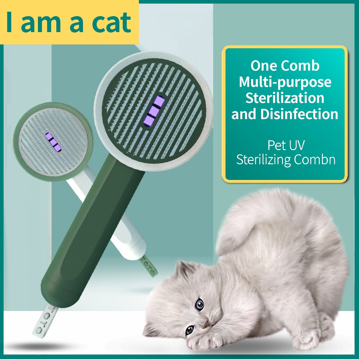 Pet Germicidal Sterilizing Comb Automatic Dog Cat Hair Removal Brush Usb Rechargeable Floating Beauty Comb Grooming Tool 