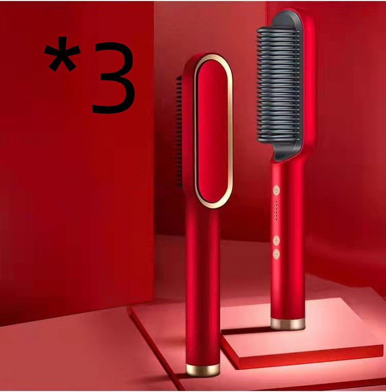 Nuova piastra per capelli 2 in 1, pettine caldo, arricciacapelli a ioni negativi, spazzola per capelli elettrica a doppio scopo