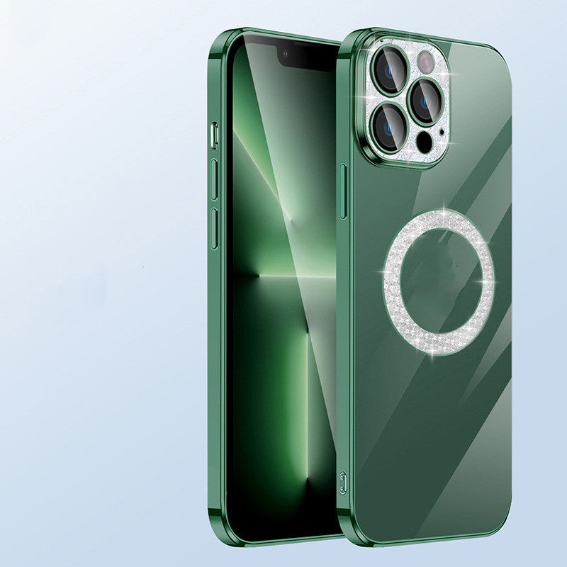 Custodia per telefono con anello diamantato morbido galvanico Pellicola per lenti standard per telefono cellulare con perdita di trapano