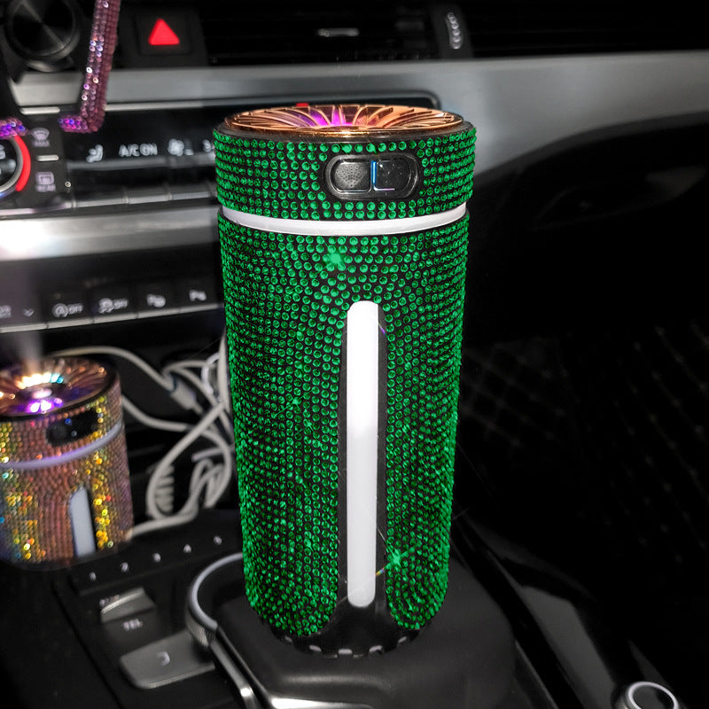 Umidificatore per auto con diamanti di lusso Diffusore per auto con luce a LED Purificatore d'aria automatico Diffusore per aromaterapia Deodorante per ambienti Accessori per auto per donna