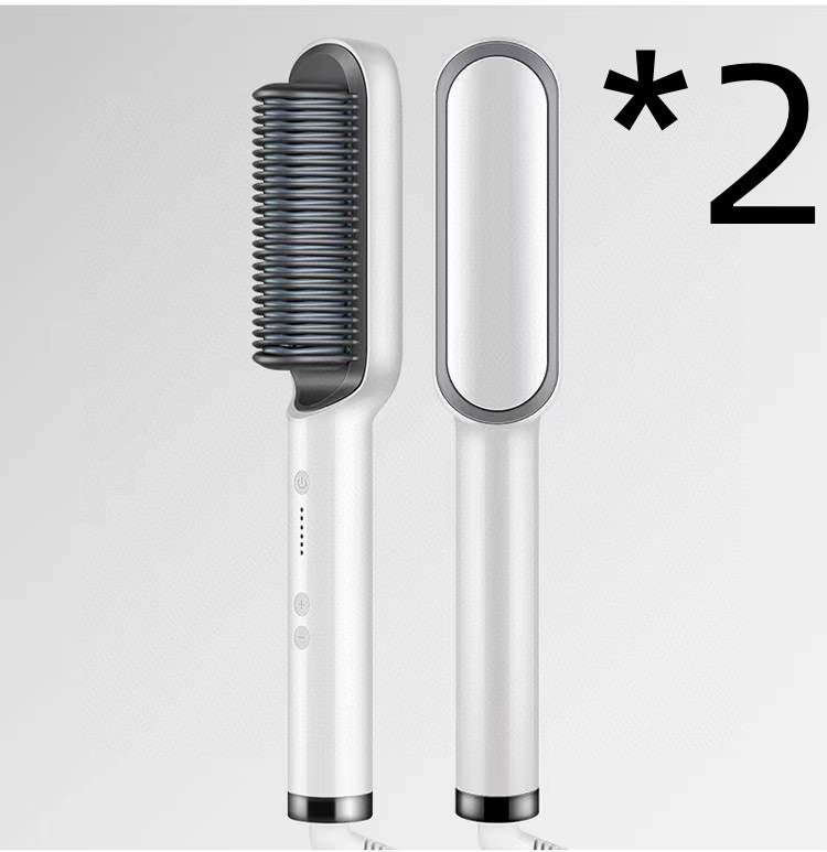 Nuova piastra per capelli 2 in 1, pettine caldo, arricciacapelli a ioni negativi, spazzola per capelli elettrica a doppio scopo