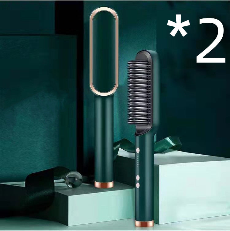Nuova piastra per capelli 2 in 1, pettine caldo, arricciacapelli a ioni negativi, spazzola per capelli elettrica a doppio scopo