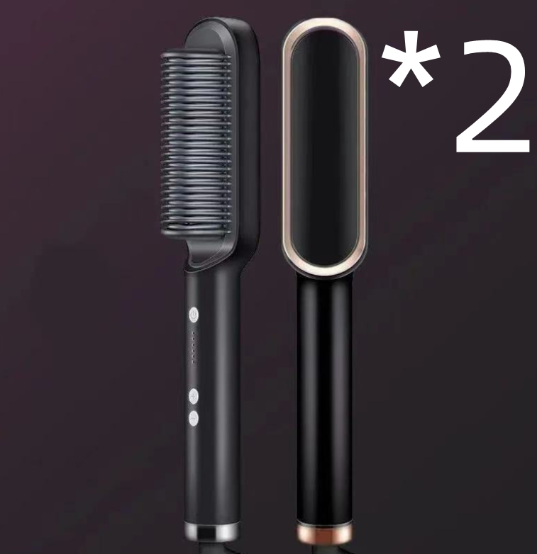 Nuova piastra per capelli 2 in 1, pettine caldo, arricciacapelli a ioni negativi, spazzola per capelli elettrica a doppio scopo