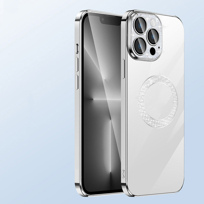 Custodia per telefono con anello diamantato morbido galvanico Pellicola per lenti standard per telefono cellulare con perdita di trapano