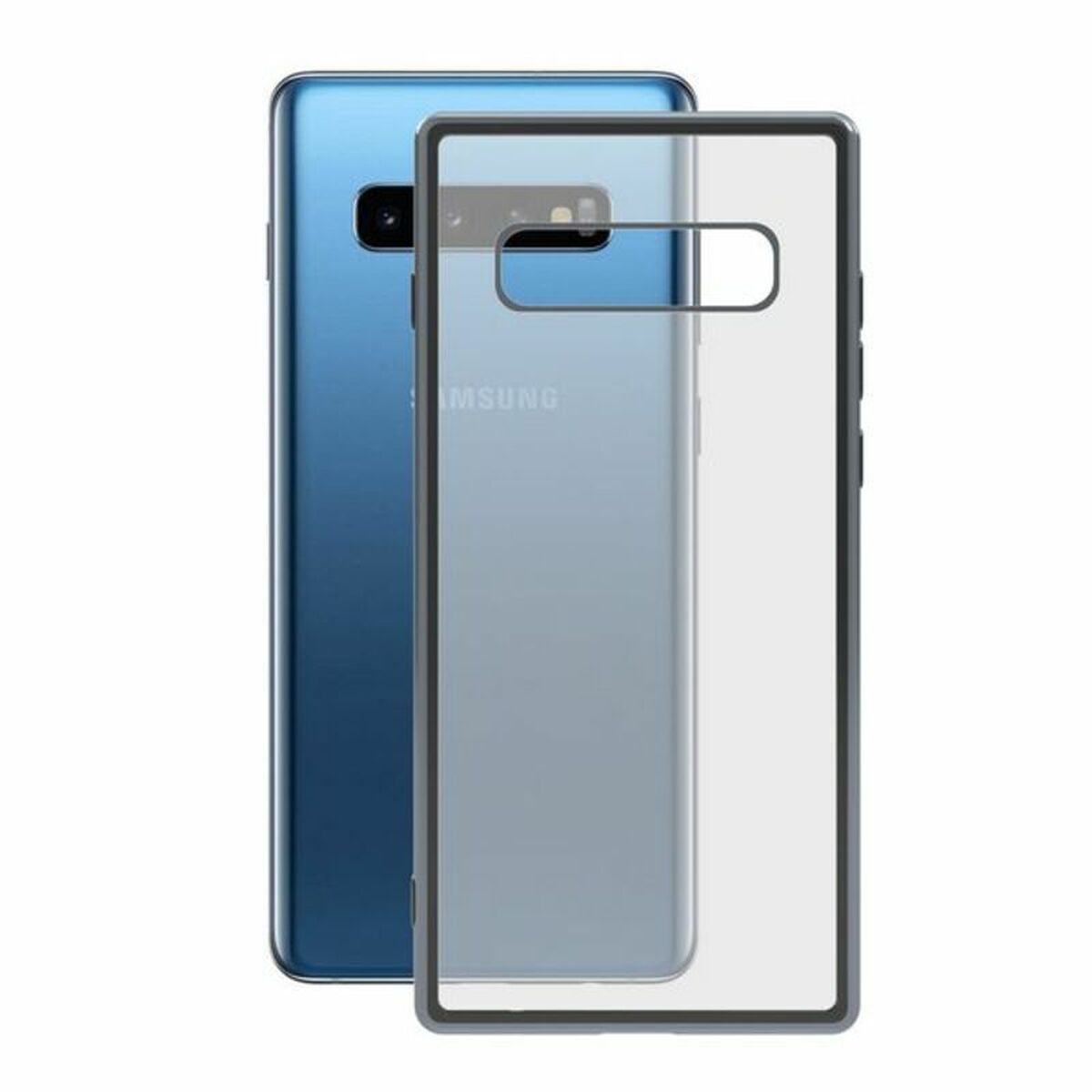 Custodia per Cellulare Samsung Galaxy S10 KSIX Flex Metal TPU Trasparente Grigio Metallizzato
