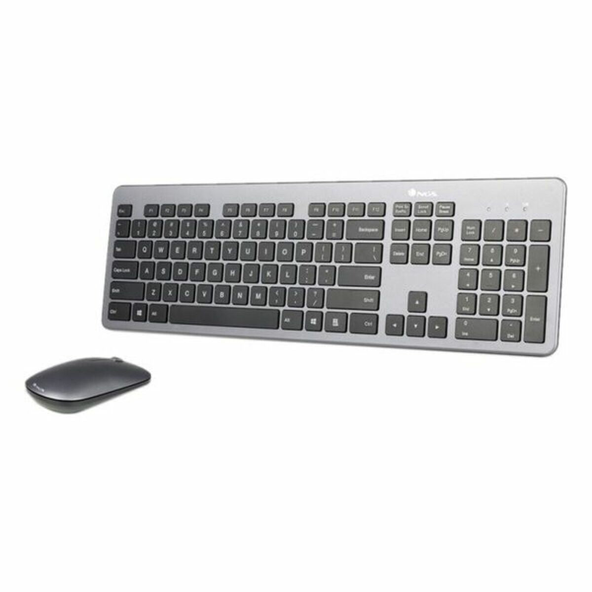 Tastiera e Mouse Wireless NGS MATRIXKIT Nero Qwerty in Spagnolo Grigio
