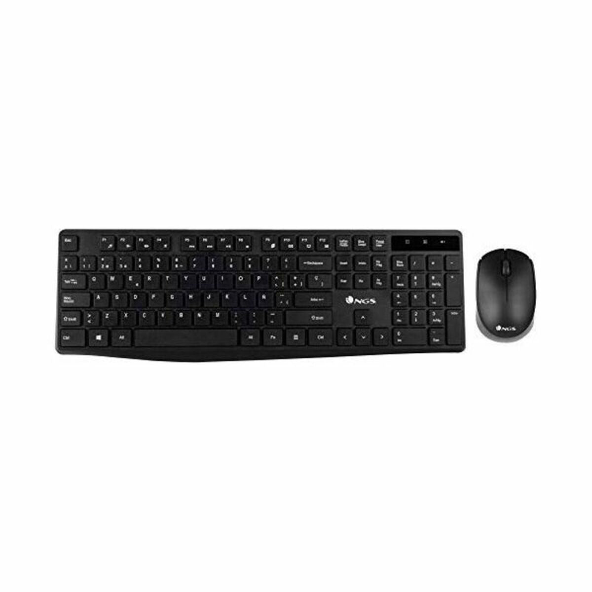 Tastiera e Mouse Wireless NGS Allure Kit 1200 dpi 2.4 GHz Nero