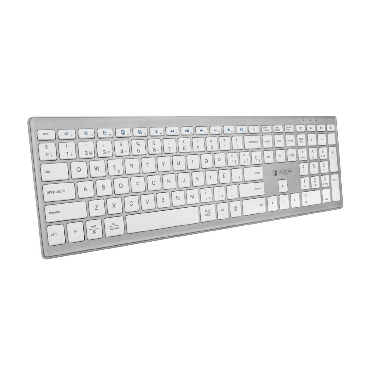 Tastiera Bluetooth Subblim Qwerty in Spagnolo Argentato