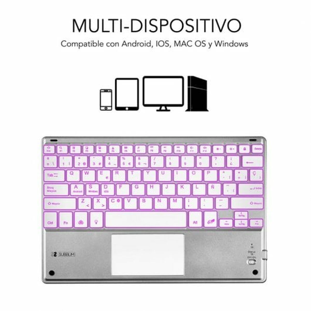 Tastiera Bluetooth con Supporto per Tablet Subblim SUB-KBT-SMBT50 Argentato Qwerty in Spagnolo QWERTY