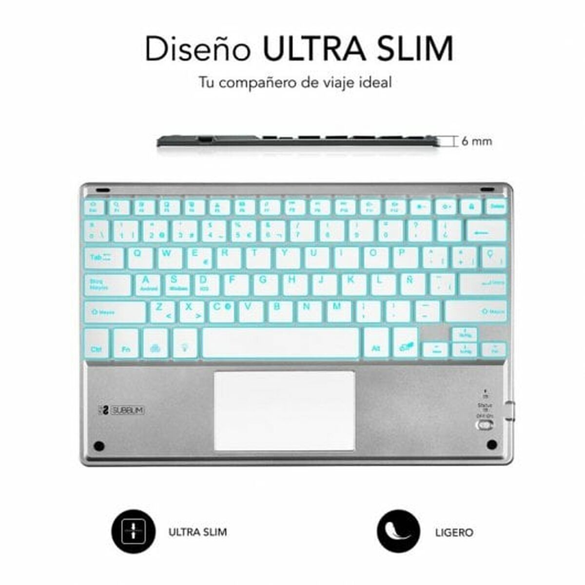 Tastiera Bluetooth con Supporto per Tablet Subblim SUB-KBT-SMBT50 Argentato Qwerty in Spagnolo QWERTY