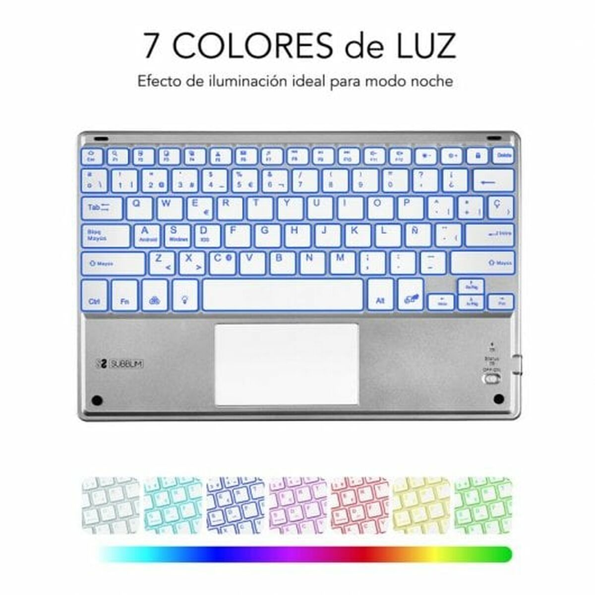 Tastiera Bluetooth con Supporto per Tablet Subblim SUB-KBT-SMBT50 Argentato Qwerty in Spagnolo QWERTY