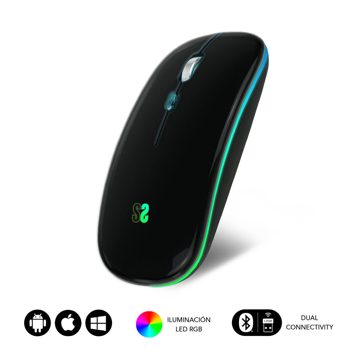 Mouse Subblim DUAL FLAT Nero (1 Unità)