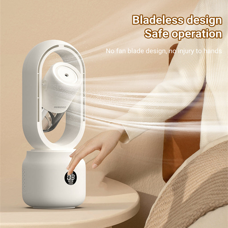 Ventilatore elettrico con nebulizzazione spray raffreddata ad acqua estiva Ventilatore da tavolo con ventilatore senza lama per umidificatore portatile senza fili USB ricaricabile