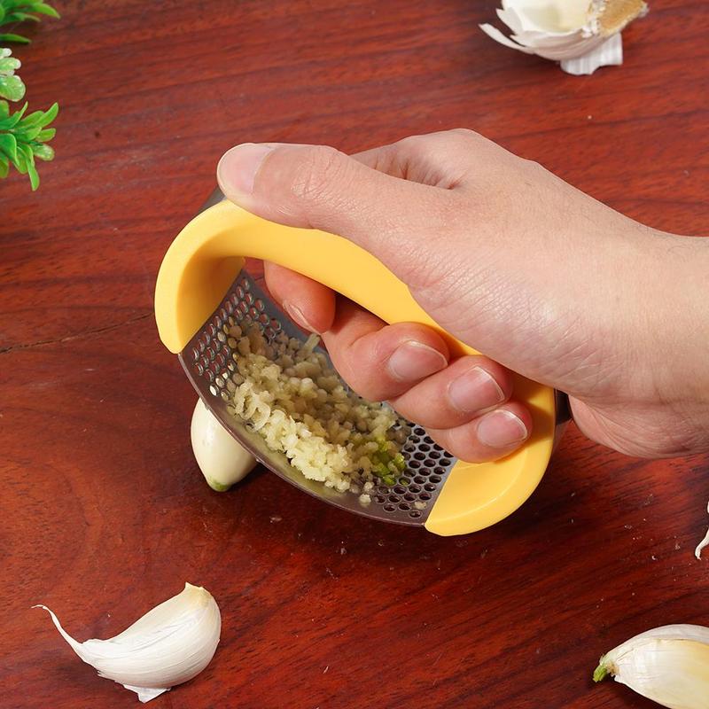 Schiaccia aglio in acciaio inossidabile Pressa per aglio Manuale per uso domestico Curva Utensili per frutta e verdura Gadget da cucina