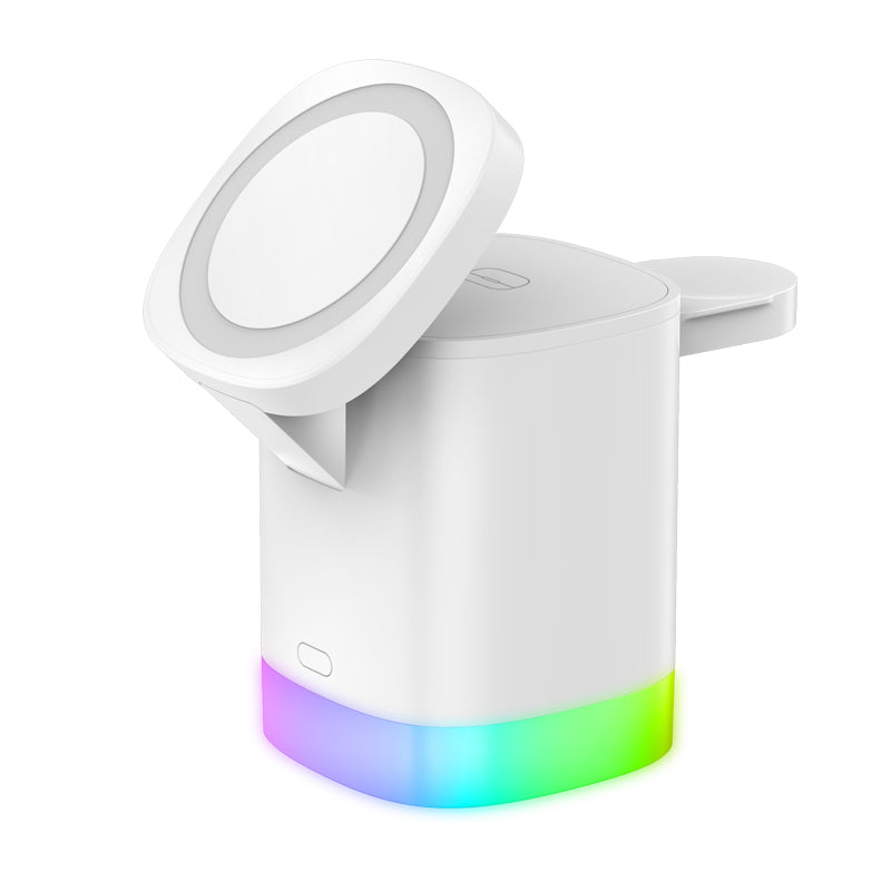智能手机 RGB 环境光充电站 3 合 1 磁性无线快速充电器适用于 Airpods IWatch