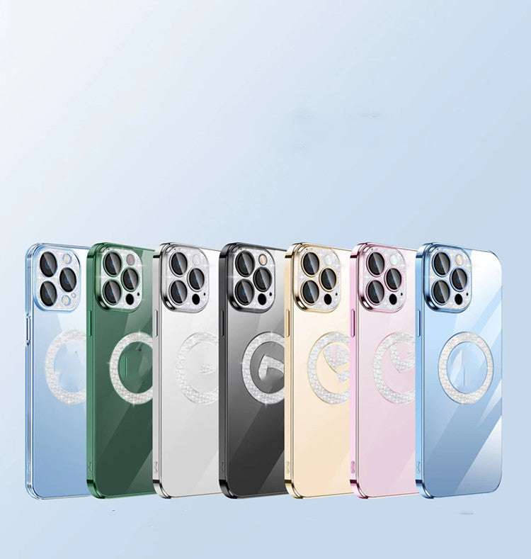 Custodia per telefono con anello diamantato morbido galvanico Pellicola per lenti standard per telefono cellulare con perdita di trapano
