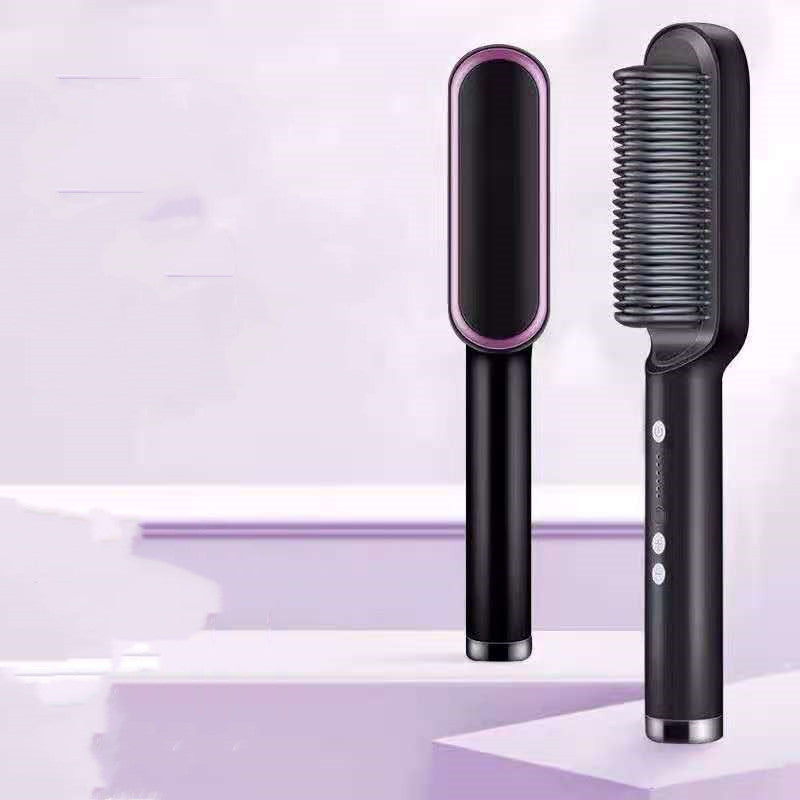 Nuova piastra per capelli 2 in 1, pettine caldo, arricciacapelli a ioni negativi, spazzola per capelli elettrica a doppio scopo