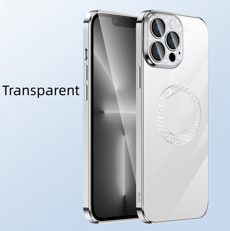 Custodia per telefono con anello diamantato morbido galvanico Pellicola per lenti standard per telefono cellulare con perdita di trapano