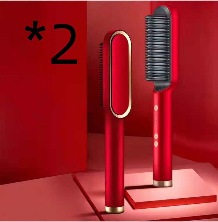 Nuova piastra per capelli 2 in 1, pettine caldo, arricciacapelli a ioni negativi, spazzola per capelli elettrica a doppio scopo