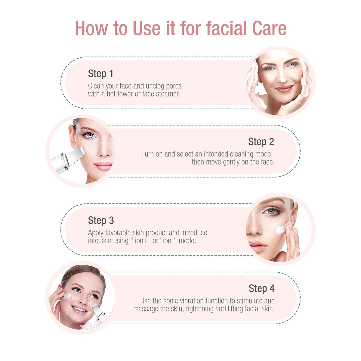 Scrubber ad ultrasuoni per la pulizia profonda del viso peeling pala pulitore dei pori del viso scrubber per la pelle del viso ascensore strumento di bellezza scrubber facciale ad ultrasuoni poro rimozione di comedone spatola spa profonda della pelle