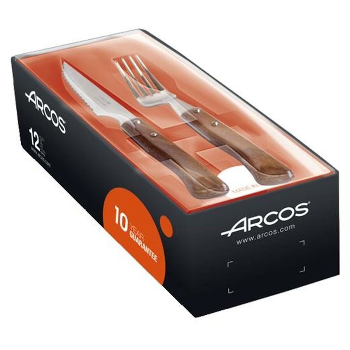 Servizio di Posate Arcos Legno Acciaio inossidabile (10 Unità)