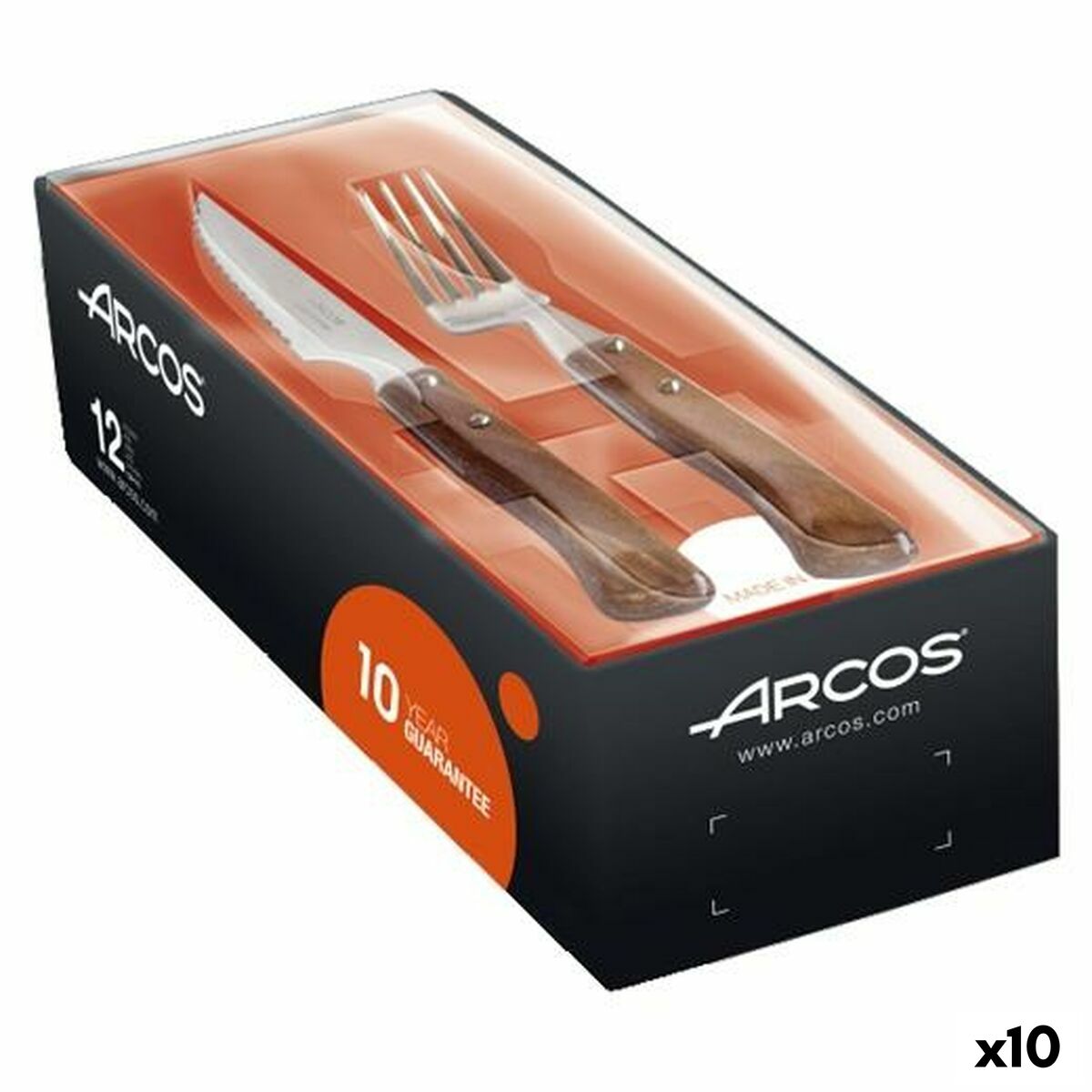 Servizio di Posate Arcos Legno Acciaio inossidabile (10 Unità)