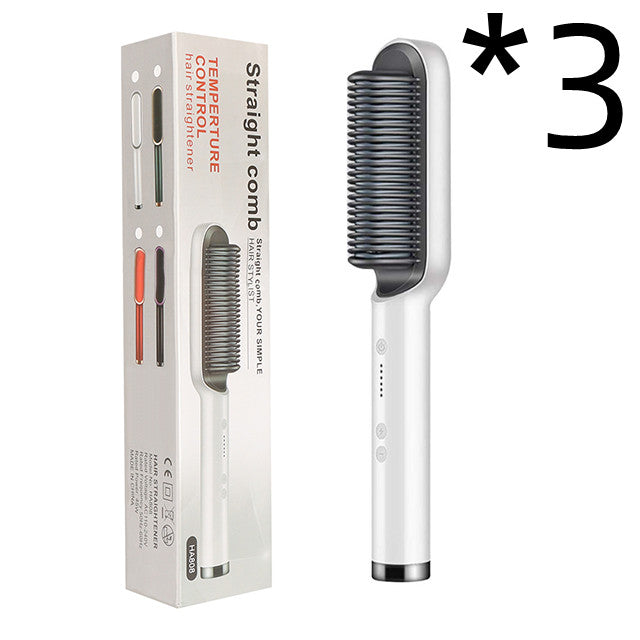 Nuova piastra per capelli 2 in 1, pettine caldo, arricciacapelli a ioni negativi, spazzola per capelli elettrica a doppio scopo