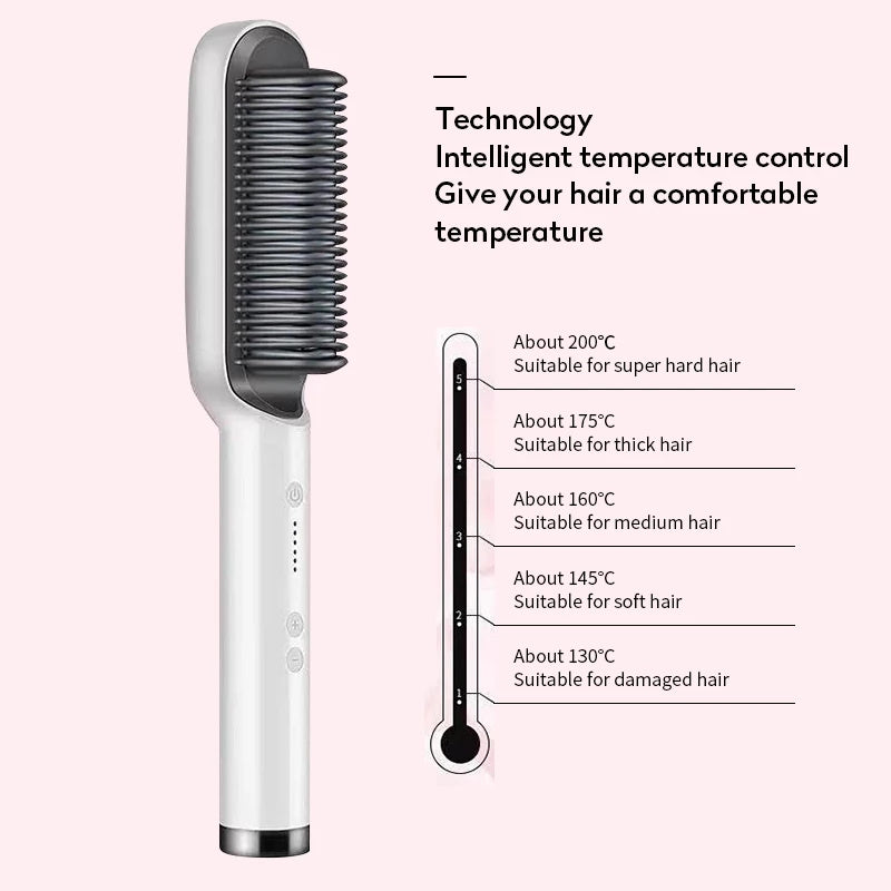 Nuova piastra per capelli 2 in 1, pettine caldo, arricciacapelli a ioni negativi, spazzola per capelli elettrica a doppio scopo