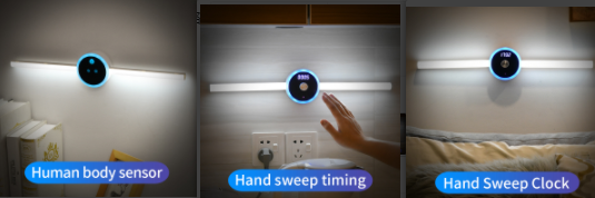 Luce intelligente dell'armadio luce del sensore di temporizzazione dell'orologio luce dell'armadio a LED mobile luce dell'interruttore di spazzata manuale