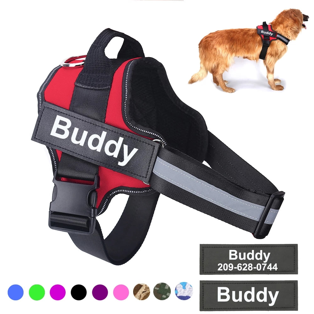 Imbracatura per cani personalizzata NO PULL Gilet per imbracatura per animali domestici regolabile traspirante riflettente per forniture per animali domestici con toppe personalizzate per cani di piccola taglia