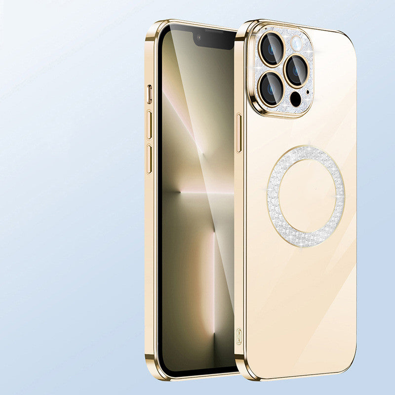 Custodia per telefono con anello diamantato morbido galvanico Pellicola per lenti standard per telefono cellulare con perdita di trapano