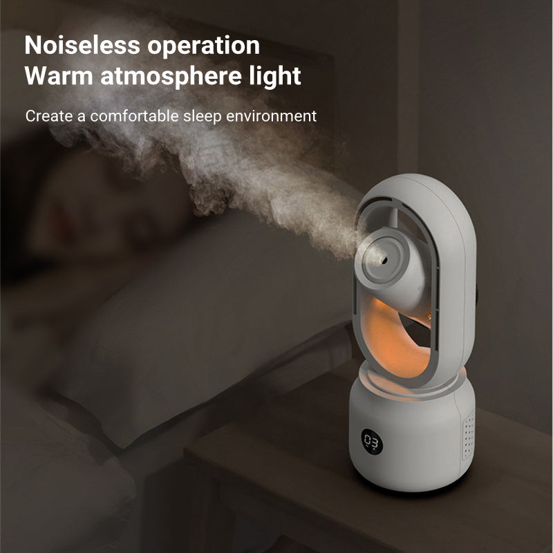 Ventilatore elettrico con nebulizzazione spray raffreddata ad acqua estiva Ventilatore da tavolo con ventilatore senza lama per umidificatore portatile senza fili USB ricaricabile
