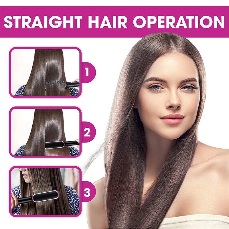 Nuova piastra per capelli 2 in 1, pettine caldo, arricciacapelli a ioni negativi, spazzola per capelli elettrica a doppio scopo