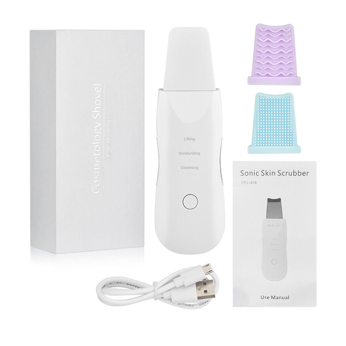 Scrubber ad ultrasuoni per la pulizia profonda del viso peeling pala pulitore dei pori del viso scrubber per la pelle del viso ascensore strumento di bellezza scrubber facciale ad ultrasuoni poro rimozione di comedone spatola spa profonda della pelle