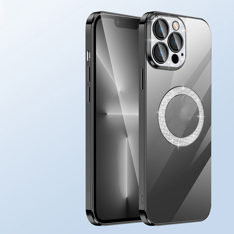 Custodia per telefono con anello diamantato morbido galvanico Pellicola per lenti standard per telefono cellulare con perdita di trapano