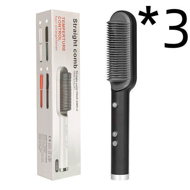 Nuova piastra per capelli 2 in 1, pettine caldo, arricciacapelli a ioni negativi, spazzola per capelli elettrica a doppio scopo