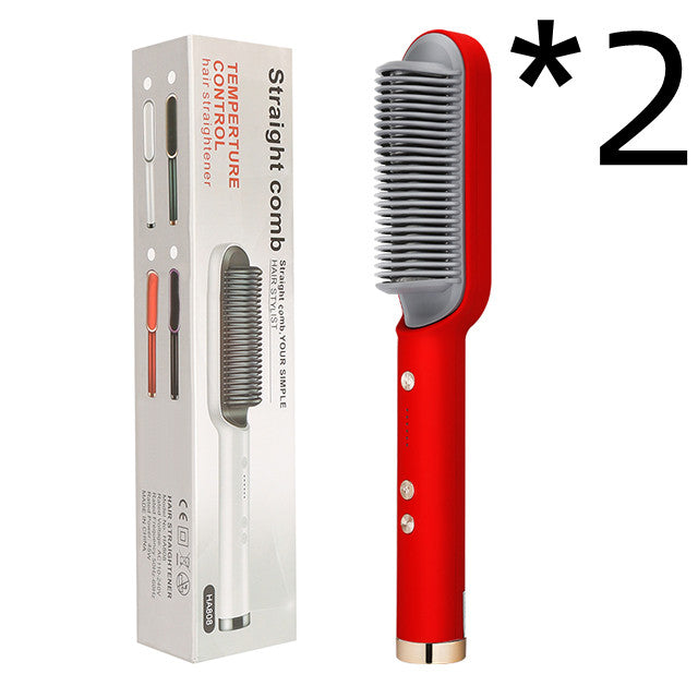 Nuova piastra per capelli 2 in 1, pettine caldo, arricciacapelli a ioni negativi, spazzola per capelli elettrica a doppio scopo