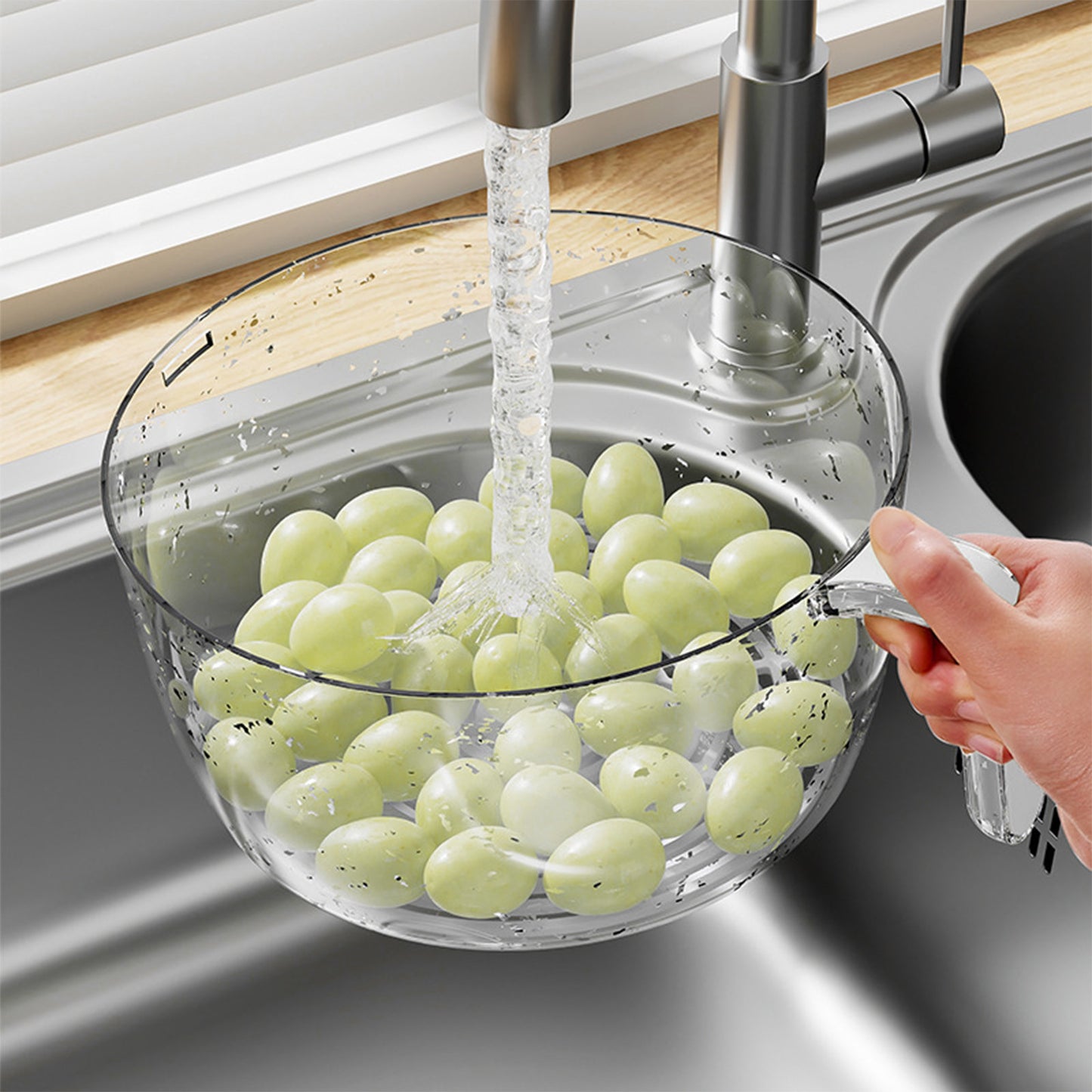 Bacino di drenaggio multifunzionale per cucina domestica Cestino per il lavaggio della frutta del riso Lavaggio del cesto della verdura Gadget da cucina multifunzione